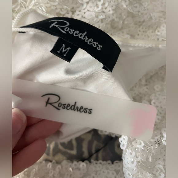 SPARKLY LONG SLEEVE ROUND NECK SEQUIN MINI DRESS - WHITE. cute homecoming dress - Picture 4 of 7